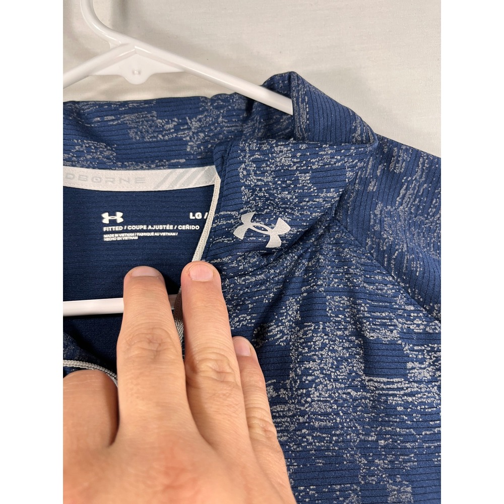 Under Armour Threadborne Run 1/4 Zip Pullover Navy Blue Digital Glitch Womens L - Picture 3 of 8